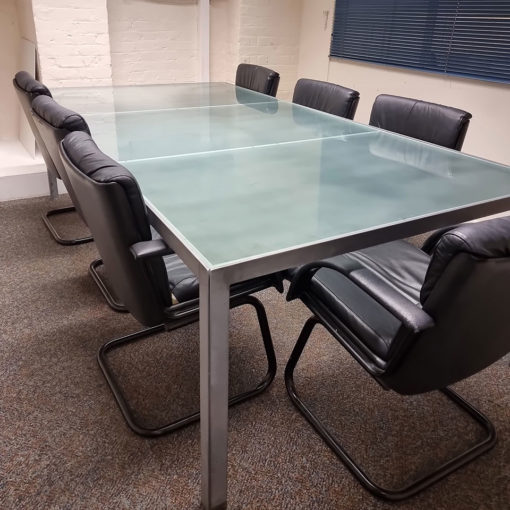 glass meeting table and chairs 1