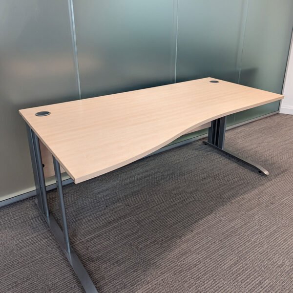 Sven 1800mm Wave Office Desks, Oak Finish