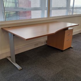 Wave Office Desks, Oak Finish (20+ Available)