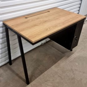 Oak Effect Office Computer Desk with Storage Box