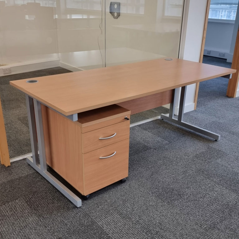 1800mm Straight Beech Cantilever Office Desks - Twice Nice Office Furniture