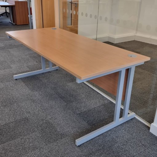1800mm Straight Beech Cantilever Office Desks Twice Nice Office Furniture