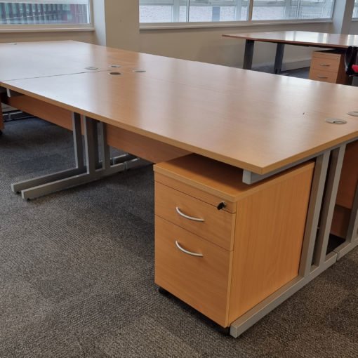 1800mm Straight Beech Cantilever Office Desks Twice Nice Office Furniture