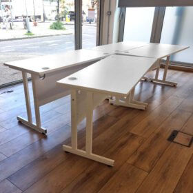 White Cantilever Office Desk