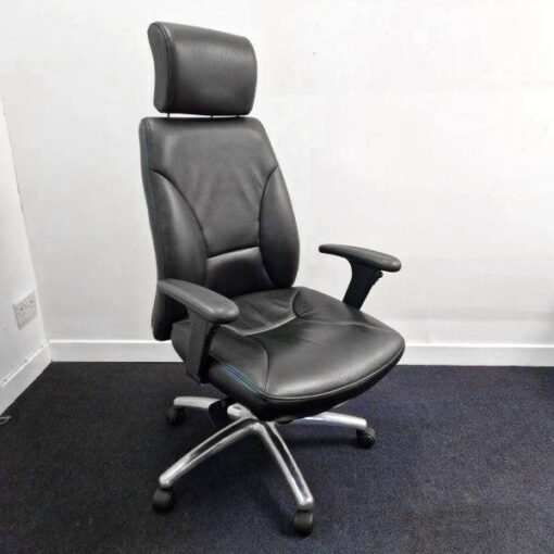 Elite Real Leather Ergonomic Chairs With Headrest, High Back Twice Nice Office Furniture