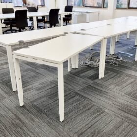 Haworth Height Adjustable Office Desk, White, 1200mm x 600mm