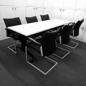 White Gresham Telford Flip Top Boardroom/Conference Table & 6 Senator Stacking Chair