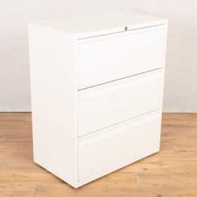 White Bisley 3 Drawer Metal Side Filing Lateral Cabinet