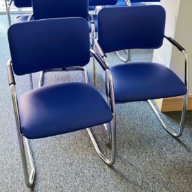 Gresham Stacking Visitor Chairs, Miami Blue Vinyl