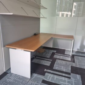 Large Two Tone Panel End Corner Office Desk