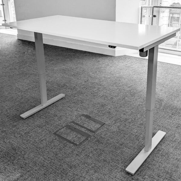 Sit-Stand Straight Ergonomic White Office Desks, Height Adjustment