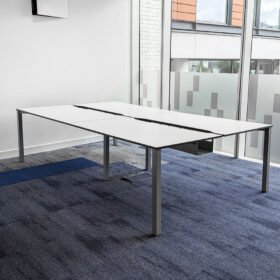 4 Seater Techo White Office Bench Desk