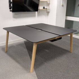 Meeting/Boardroom Table, Black Top, Oak Frame