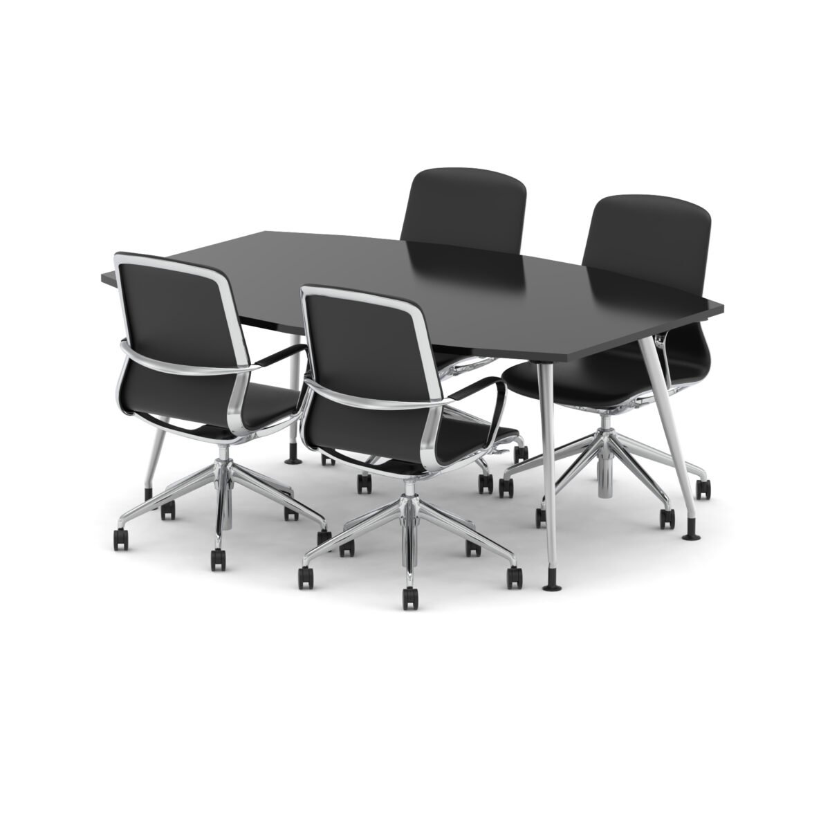 High Gloss 1800mm Writable Boardroom Table With Set Of Executive Chairs - Image 1