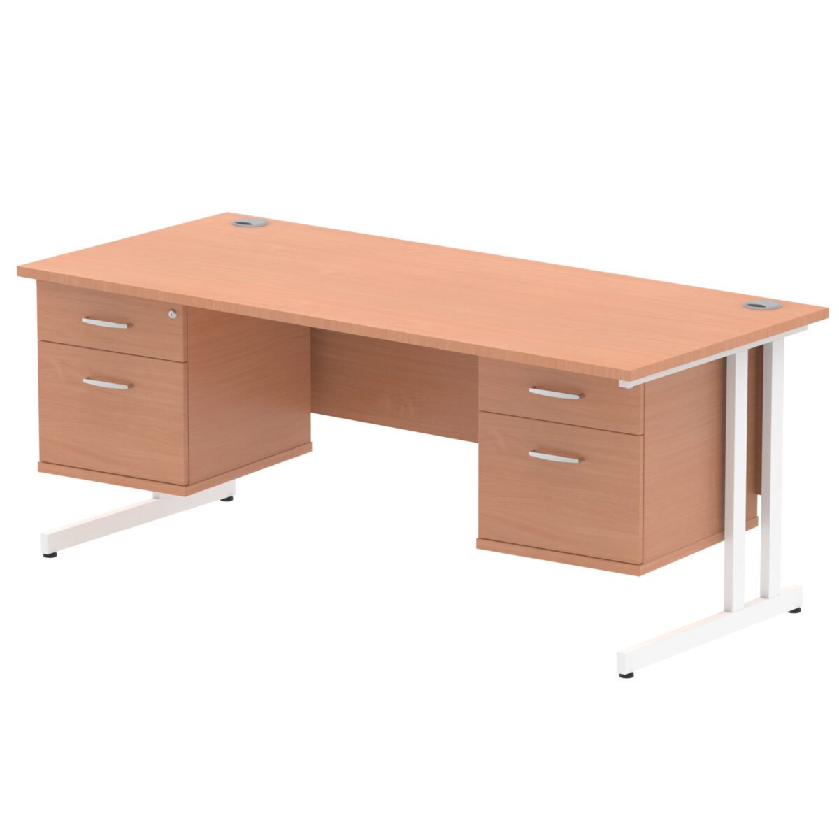 Impulse 1800mm Cantilever Straight Desk With Two Fixed Pedestal - Image 3