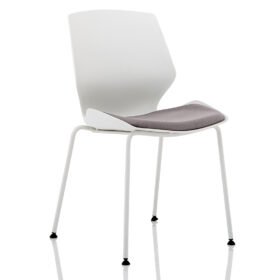Florence White Frame Fabric Seat Visitor Chair