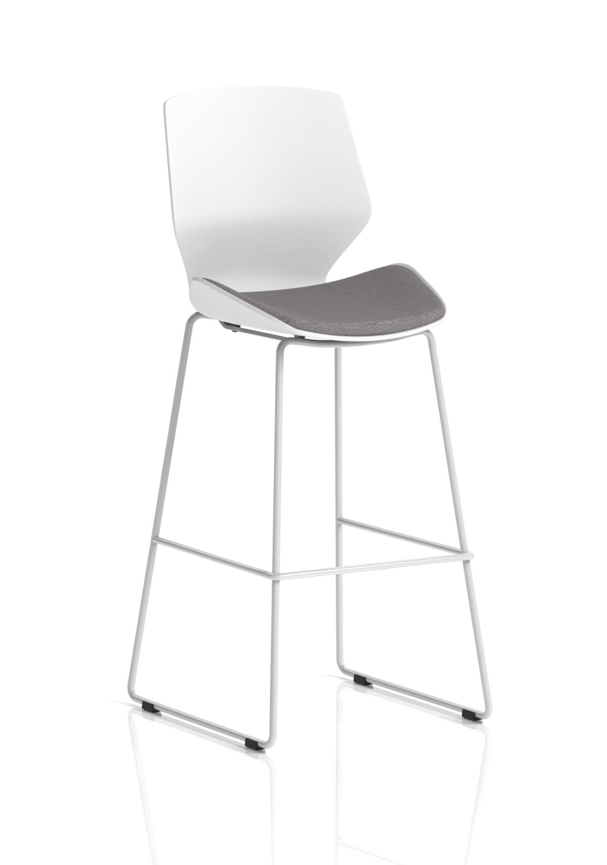 Florence White Frame Fabric Seat High Stool Chair - Image 1