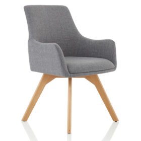 Carmen Grey Fabric Wooden Leg Visitor Chair