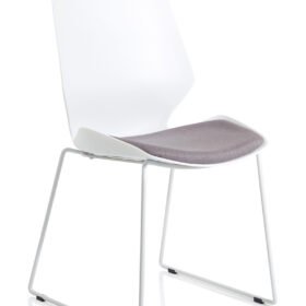 Florence Sled White Frame Fabric Seat Visitor Chair