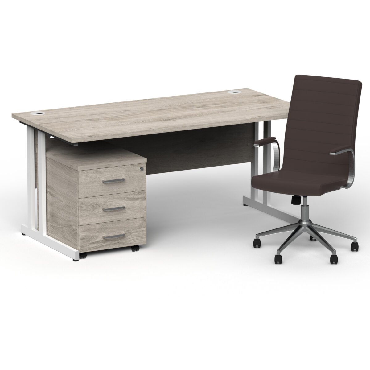 Impulse 1600mm Cantilever Straight Desk With Mobile Pedestal and Ezra Brown Executive Chair - Image 47