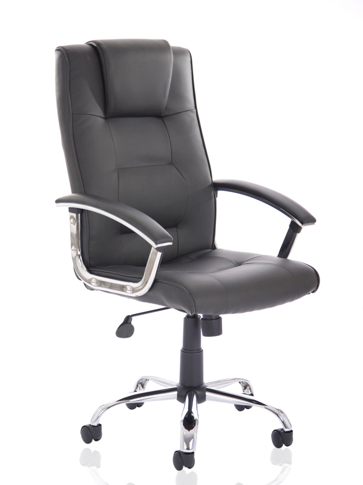 Thrift High Back Executive Black Leather Office Chair with Arms - Image 1