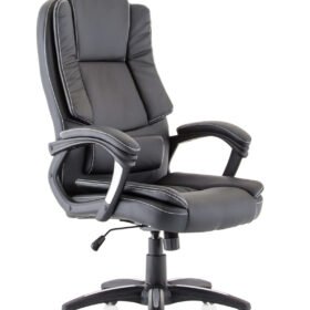 Dakota High Back Black Leather Executive Office Chair with Arms