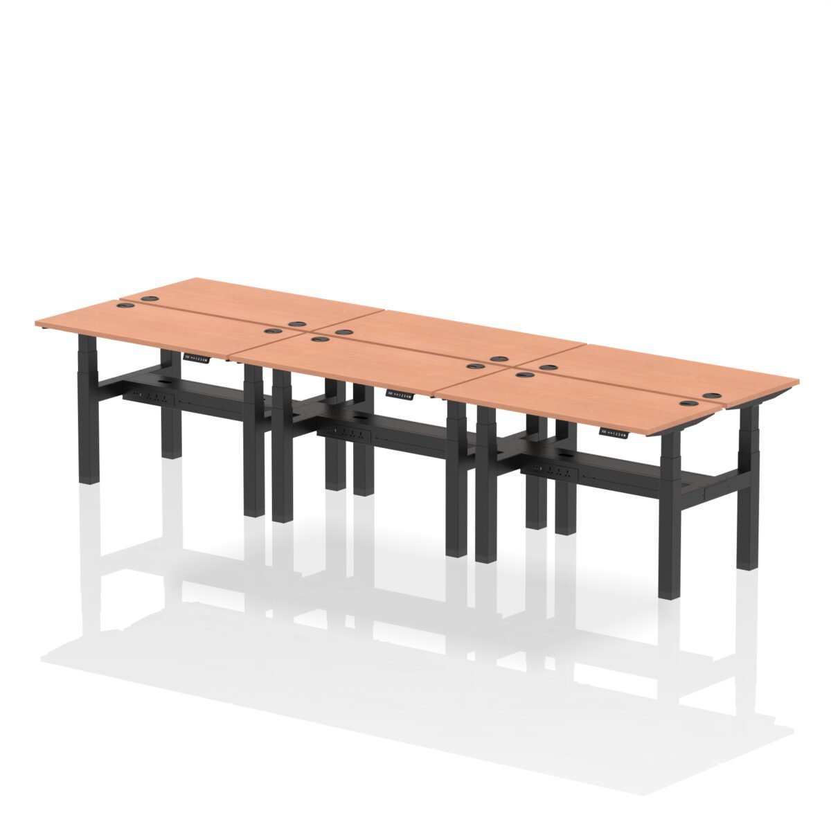 Air Back-to-Back Slimline Height Adjustable Bench Desk - 6 Person - Image 1