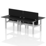 Air Back-to-Back Height Adjustable Bench Desk - 4 Person with Black Straight Screen - Image 5