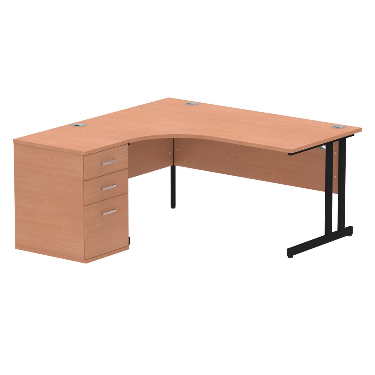 Impulse 1600mm Cantilever Left Crescent Desk Workstation - Image 1