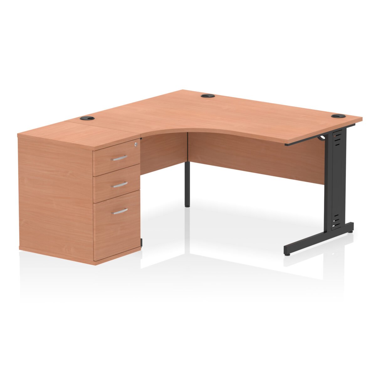 Impulse 1400mm Cable Managed Left Crescent Desk Workstation - Image 1
