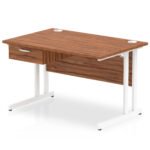 Impulse Cantilever Straight Desk White Frame With Single One Drawer Fixed Pedestal - Image 7