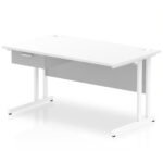 Impulse Cantilever Straight Desk White Frame With Single One Drawer Fixed Pedestal - Image 13