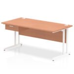 Impulse Cantilever Straight Desk White Frame With Single One Drawer Fixed Pedestal - Image 15