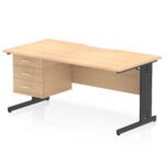 Impulse Scalloped Edge 1600mm Cable Managed Straight Desk With Single Fixed Pedestal - Image 27