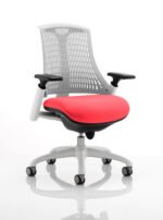 Flex Medium Back White Frame Task Operator Office Chair with Arms - Image 48