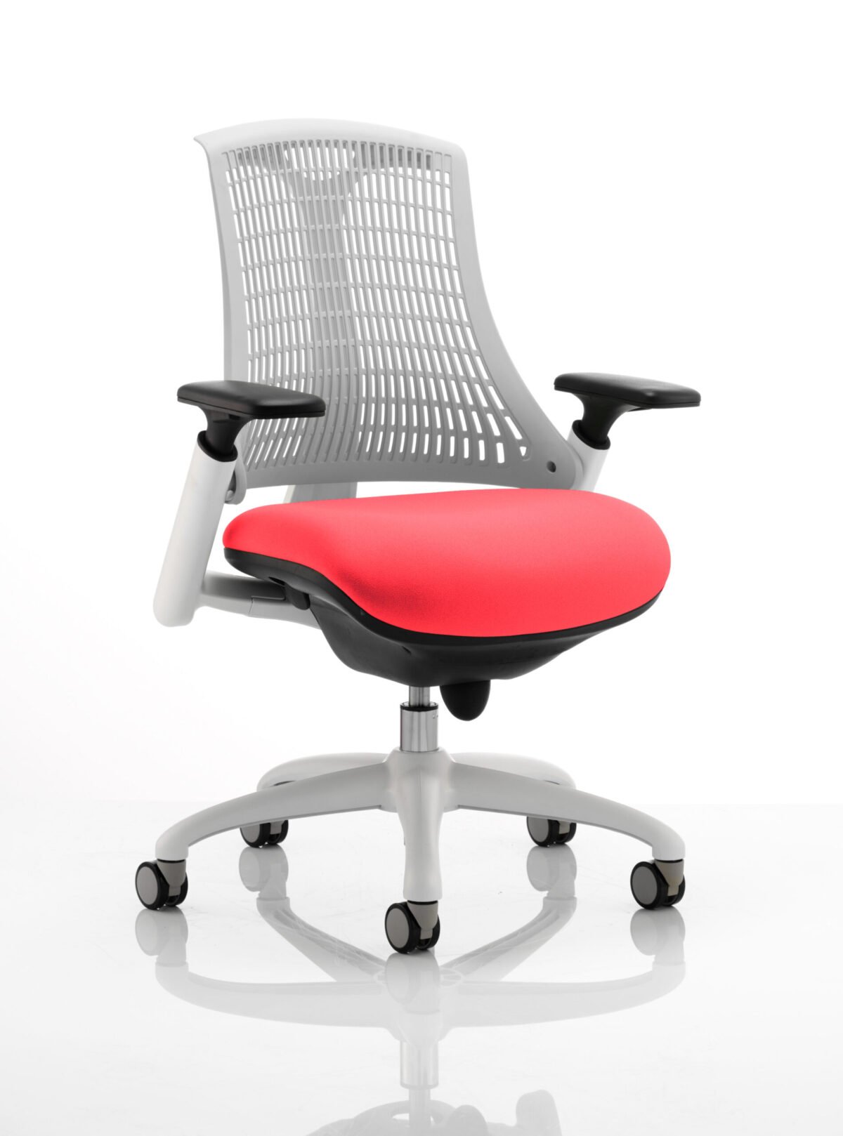 Flex Medium Back White Frame Task Operator Office Chair with Arms - Image 29