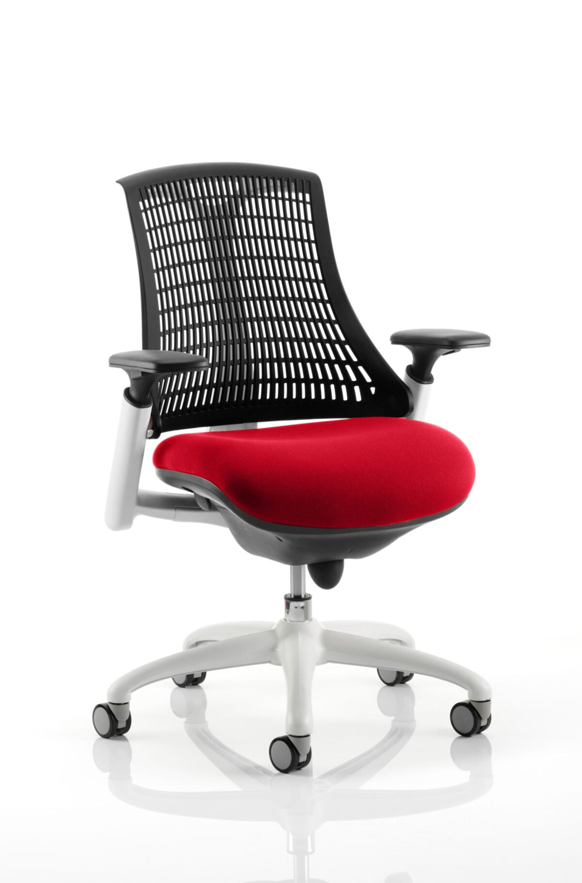 Flex Medium Back White Frame Task Operator Office Chair with Arms - Image 56