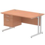Impulse 1400mm Cantilever Straight Desk With Single Fixed Pedestal - Image 60