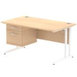Impulse 1400mm Cantilever Straight Desk With Single Fixed Pedestal - Image 20
