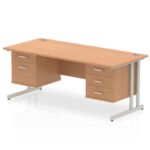 Impulse 1600mm Cantilever Straight Desk With Two Fixed Pedestal - Image 34