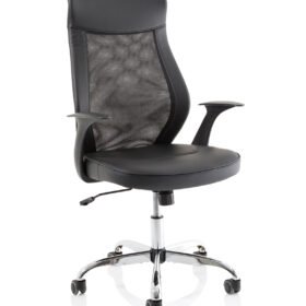 Baye High Mesh Back Task Operator Black Leather Office Chair with Arms