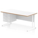 Impulse Scalloped Edge 1600mm Cable Managed Straight Desk With Single Fixed Pedestal - Image 2