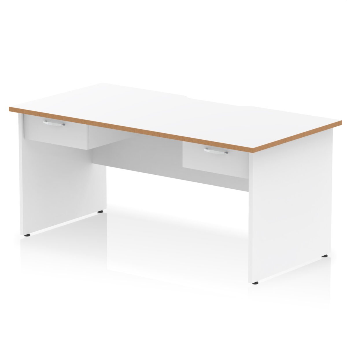 Impulse Scalloped Edge Panel End Straight Desk Frame With Two One Drawer Fixed Pedestals - Image 1
