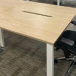 Bank of 6 Office Bench Desk, 1200mm x 600mm in Light Beech - Image 2