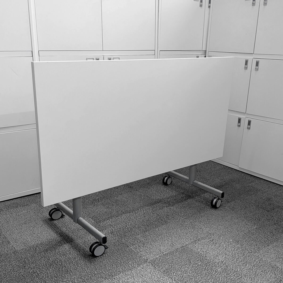 Modular Rectangular Flip Top Meeting Mobile Tables, White - Image 4