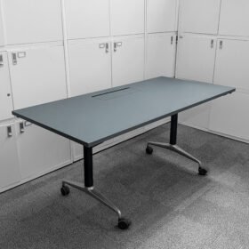 Gresham Telford Flip-Top Meeting Table with Integrated Power & Data Unit, Grey
