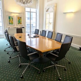 Premium Beech & Walnut Veneer Boardroom Table with 10 Brunner Fina Soft Leather Chairs