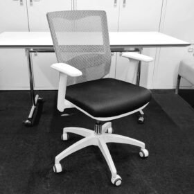 Swivel White Computer Chair with Breathable Mesh Back