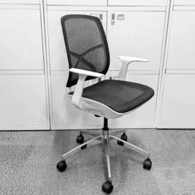 White Desk Chair with Breathable Mesh Back