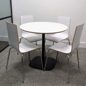 Round Meeting Table & 4 Chairs - White